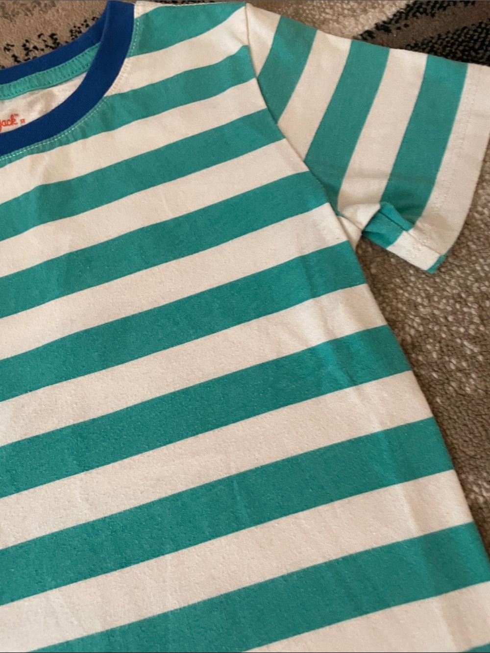 Cat & Jack Teal and White Striped Short Sleeve Tee - Picture 4 of 6